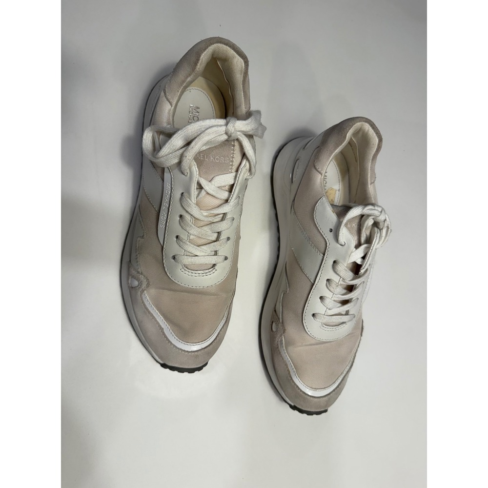Michael Kors Sneakers Womens Cream White Mesh Suede Mixed Media Good